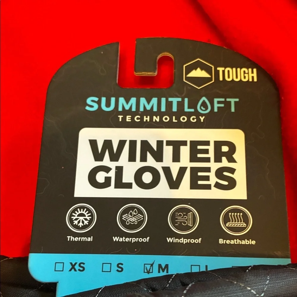NWT  Tough SummitLoft Technology Quilted Winter Gloves - Black size medium